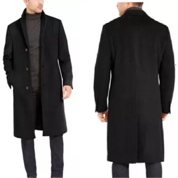 NWT Silver Cloud Black Wool Cashmere Men’s Coat size 44R